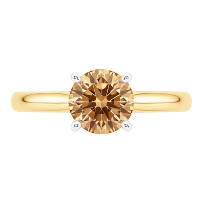 1.25 Carat Champagne Natural Earth Mined Diamond Wedding Gemstone Ring Two Tone Gold