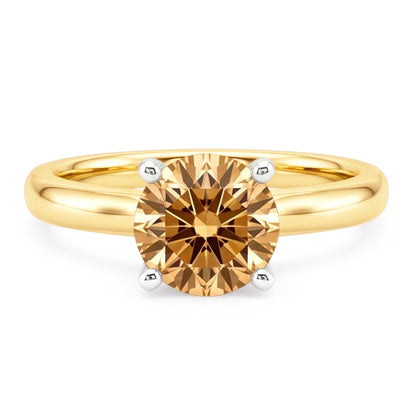 1.25 Carat Champagne Natural Earth Mined Diamond Wedding Gemstone Ring Two Tone Gold