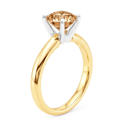 1.25 Carat Champagne Natural Earth Mined Diamond Wedding Gemstone Ring Two Tone Gold