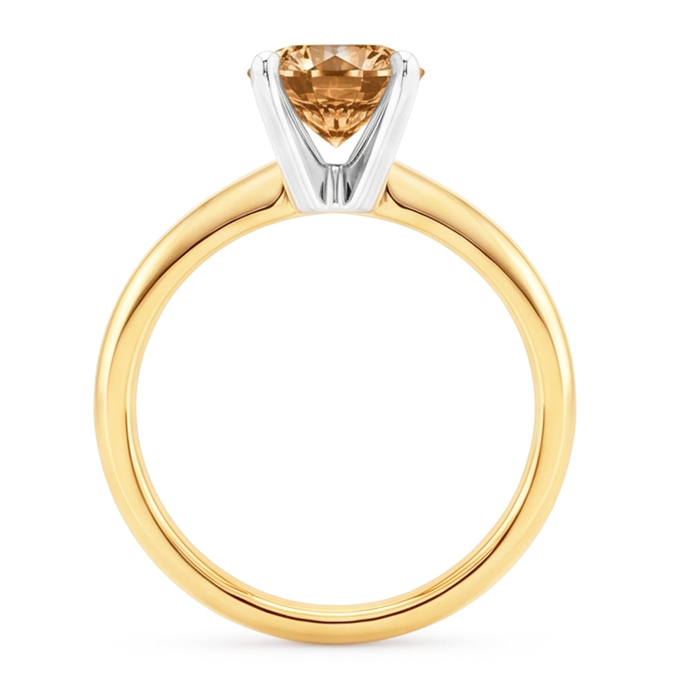 1.25 Carat Champagne Natural Earth Mined Diamond Wedding Gemstone Ring Two Tone Gold