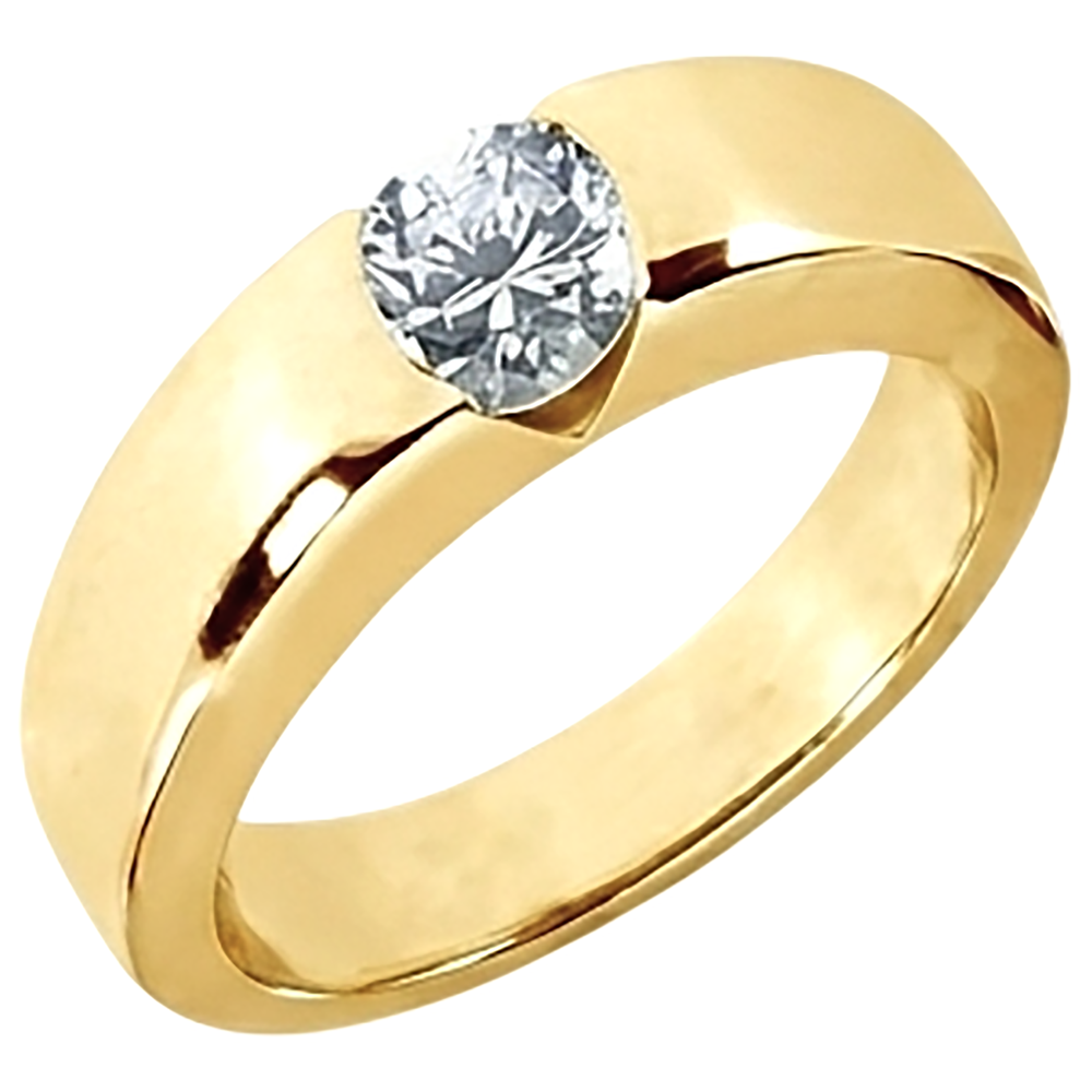 1.25 Ct. Round Brilliant Diamond Solitaire Engagement Ring Gold Gents