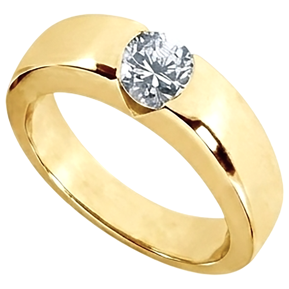 1.25 Ct. Round Brilliant Diamond Solitaire Engagement Ring Gold Gents