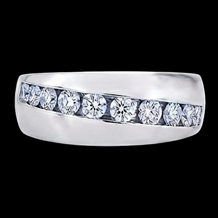 1.25 Ct Round Cut Diamond Mens Wedding Band Ring 10K White Gold