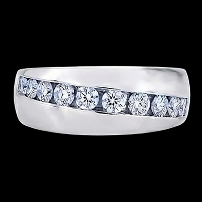 1.25 Ct Round Cut Diamond Mens Wedding Band Ring 10K White Gold