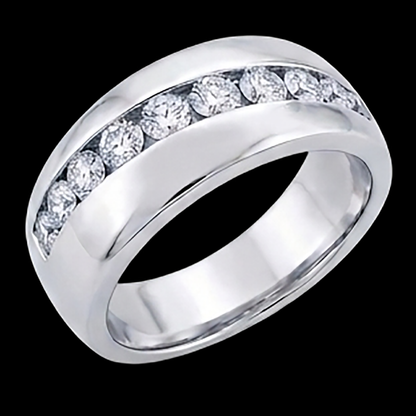 1.25 Ct Round Cut Diamond Mens Wedding Band Ring 10K White Gold