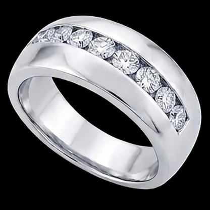 1.25 Ct Round Cut Diamond Mens Wedding Band Ring 10K White Gold