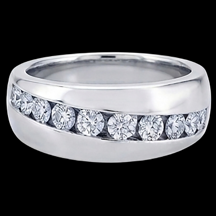 1.25 Ct Round Cut Diamond Mens Wedding Band Ring 10K White Gold