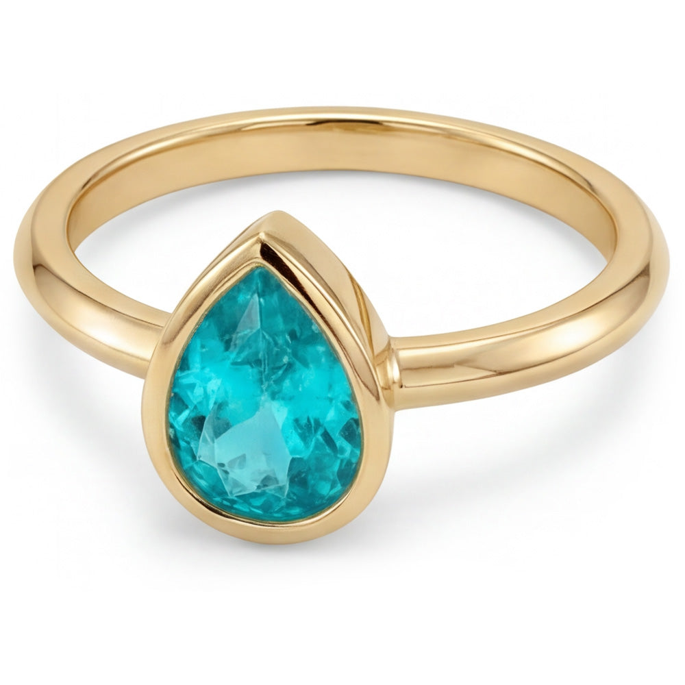 1.25 ct Paraiba Tourmaline Gemstone Ring in 14K Yellow Gold