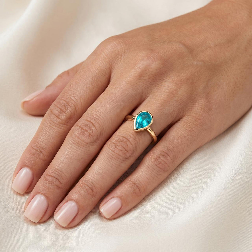 1.25 ct Paraiba Tourmaline Gemstone Ring in 14K Yellow Gold