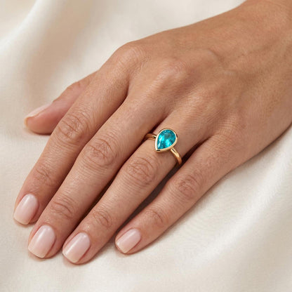 1.25 ct Paraiba Tourmaline Gemstone Ring in 14K Yellow Gold