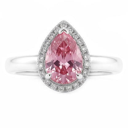 1.26 Ct Pink Sapphire Pear & Round Natural Earth Mined Diamond Engagement Ring