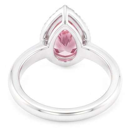1.26 Ct Pink Sapphire Pear & Round Natural Earth Mined Diamond Engagement Ring