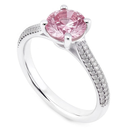 1.26 Ct Round Pink Sapphire Center Wedding Gemstone Ring