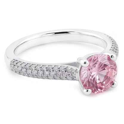 1.26 Ct Round Pink Sapphire Center Wedding Gemstone Ring
