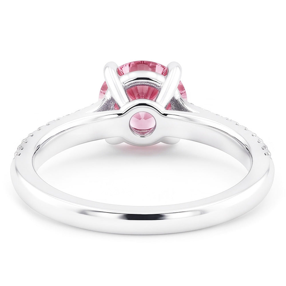 1.26 Ct Round Pink Sapphire Center Wedding Gemstone Ring