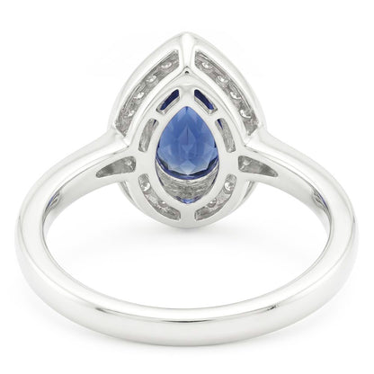 1.30 Ct Ceylon Sapphire Pear Natural Earth Mined Diamonds Wedding Ring