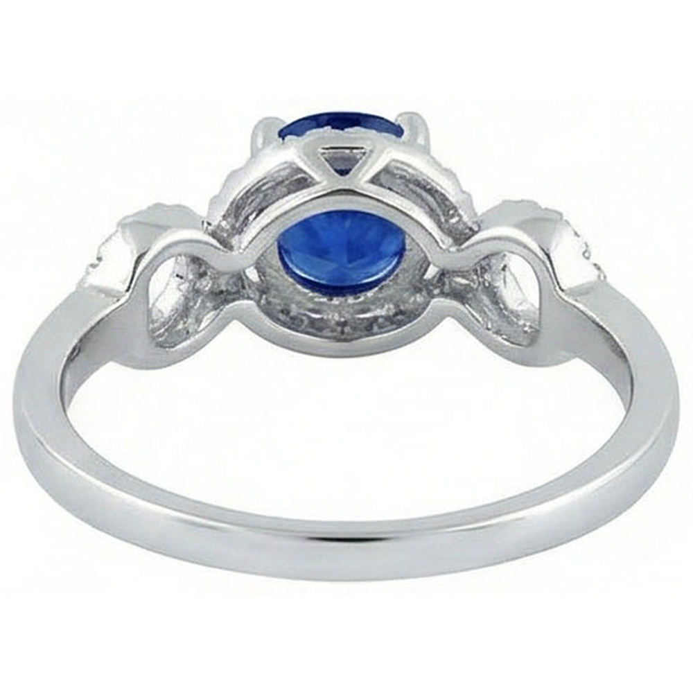 1.35 Ct Ceylon Sapphire Gemstone Round Cut Natural Earth Mined Diamond Ring