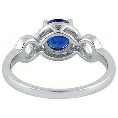 1.35 Ct Ceylon Sapphire Gemstone Round Cut Natural Earth Mined Diamond Ring