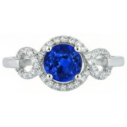 1.35 Ct Ceylon Sapphire Gemstone Round Cut Natural Earth Mined Diamond Ring