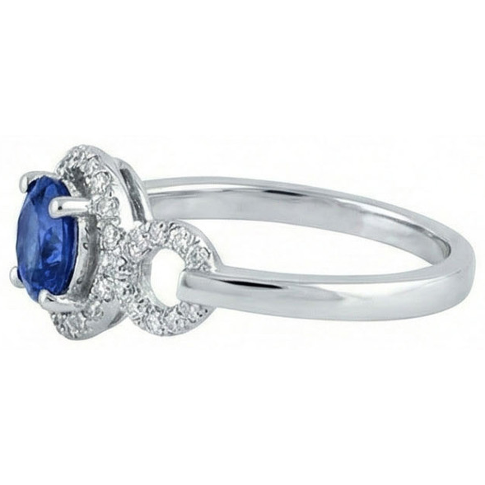 1.35 Ct Ceylon Sapphire Gemstone Round Cut Natural Earth Mined Diamond Ring