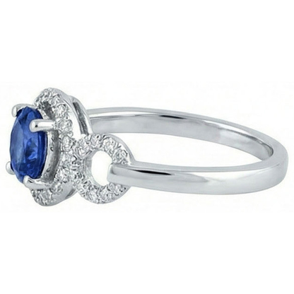 1.35 Ct Ceylon Sapphire Gemstone Round Cut Natural Earth Mined Diamond Ring