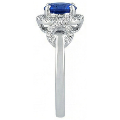 1.35 Ct Ceylon Sapphire Gemstone Round Cut Natural Earth Mined Diamond Ring