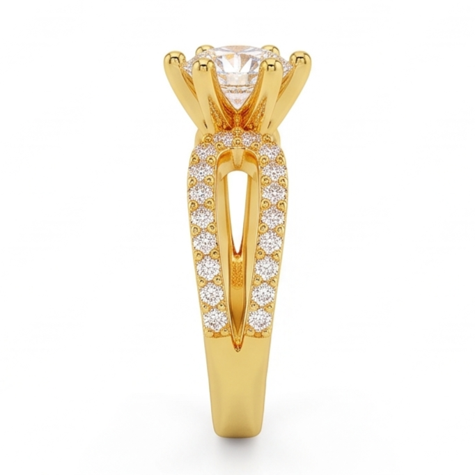 1.4 Ct Natural Earth Mined Diamond Wedding Ring 14K Yellow Gold Six Prong Set