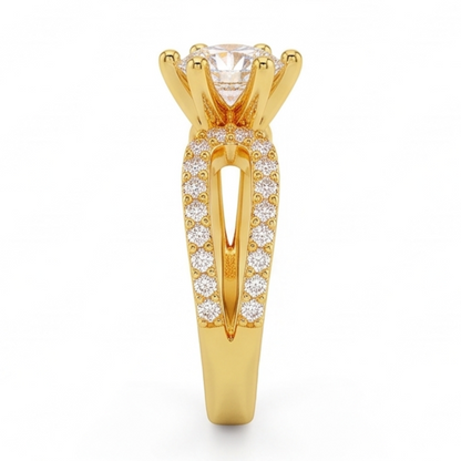 1.4 Ct Natural Earth Mined Diamond Wedding Ring 14K Yellow Gold Six Prong Set