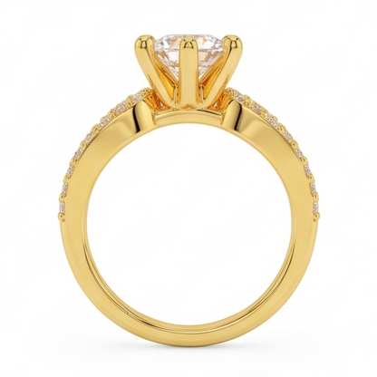 1.4 Ct Natural Earth Mined Diamond Wedding Ring 14K Yellow Gold Six Prong Set