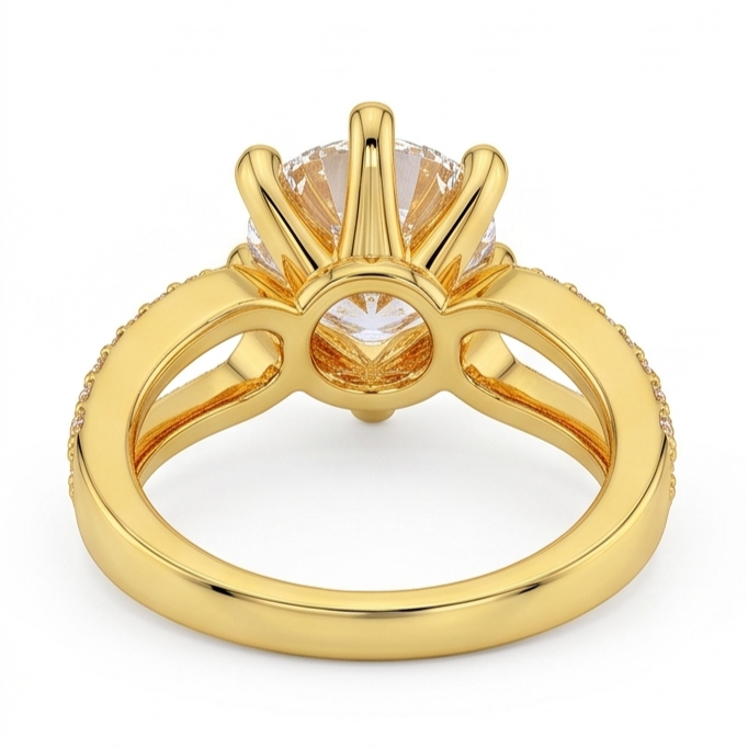 1.4 Ct Natural Earth Mined Diamond Wedding Ring 14K Yellow Gold Six Prong Set