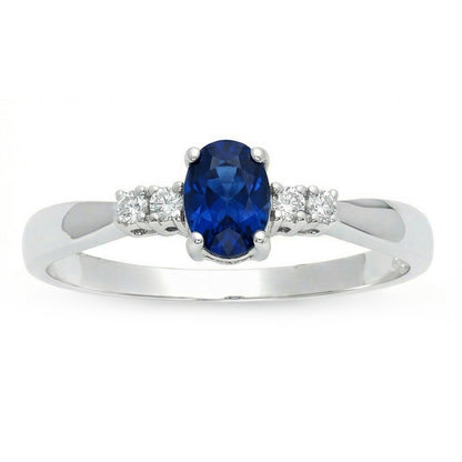 1.40 Ct Ceylon Sapphire With Natural Earth Mined Diamond Five Stone Wedding Ring