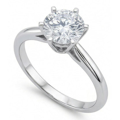 1.40 Ct Round Natural Earth Mined Diamond Solitaire Wedding Ring White Gold 14K
