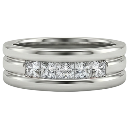 1.5 Ct Princess Cut Mens Diamond Wedding Ring