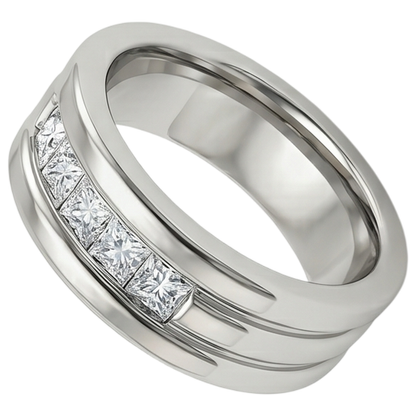 1.5 Ct Princess Cut Mens Diamond Wedding Ring