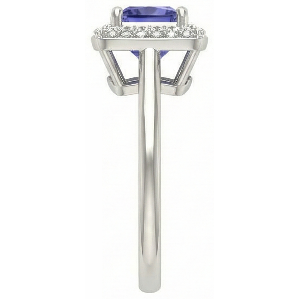 1.5 Ct Princess Cut Tanzanite With Natural Earth Mined Diamond Ring White Gold