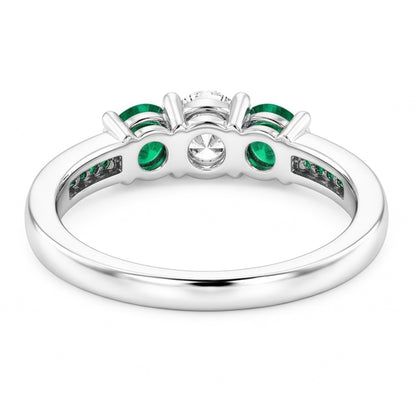 1.50 Carats Emerald & Natural Earth Mined Diamond Ring White Gold 14K