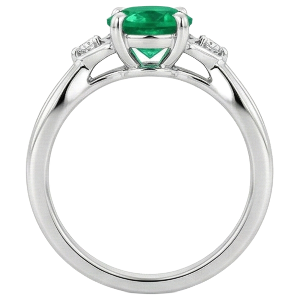 Natural Real ( Not Lab Grown ) 1.50 Carats Green Emerald GIA Ring Twisted Shank White Gold 14K