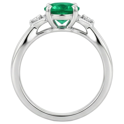 Natural Real ( Not Lab Grown ) 1.50 Carats Green Emerald GIA Ring Twisted Shank White Gold 14K