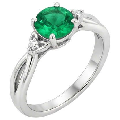 Natural Real ( Not Lab Grown ) 1.50 Carats Green Emerald GIA Ring Twisted Shank White Gold 14K