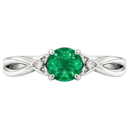 Natural Real ( Not Lab Grown ) 1.50 Carats Green Emerald GIA Ring Twisted Shank White Gold 14K