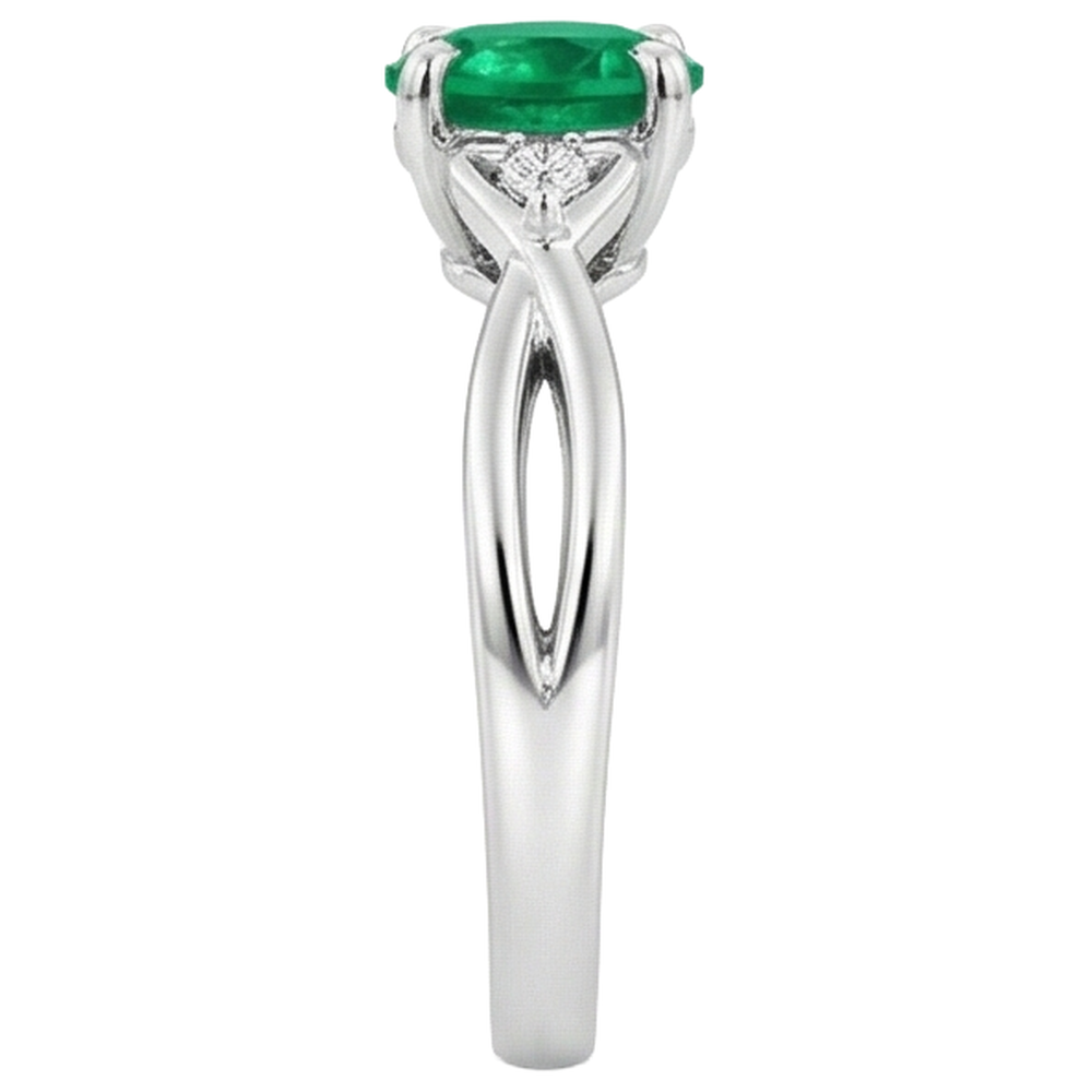 Natural Real ( Not Lab Grown ) 1.50 Carats Green Emerald GIA Ring Twisted Shank White Gold 14K