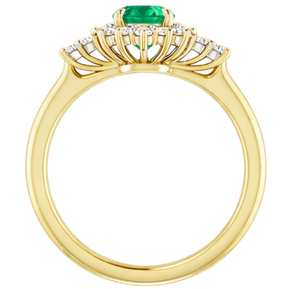 1.50 Carats Natural Earth Mined Diamond Round Green Emerald GIA Ring Two Tone Gold 14K