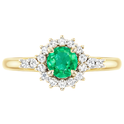 1.50 Carats Natural Earth Mined Diamond Round Green Emerald GIA Ring Two Tone Gold 14K