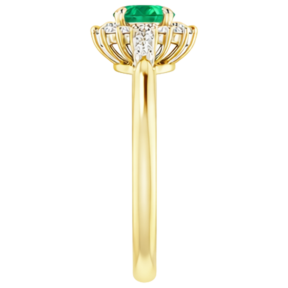 1.50 Carats Natural Earth Mined Diamond Round Green Emerald GIA Ring Two Tone Gold 14K