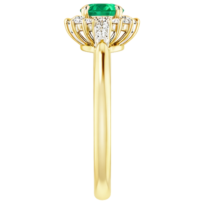 1.50 Carats Natural Earth Mined Diamond Round Green Emerald GIA Ring Two Tone Gold 14K