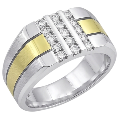 1.50 Carats Round Diamond Mens' Fancy Ring Two Tone Gold 10K