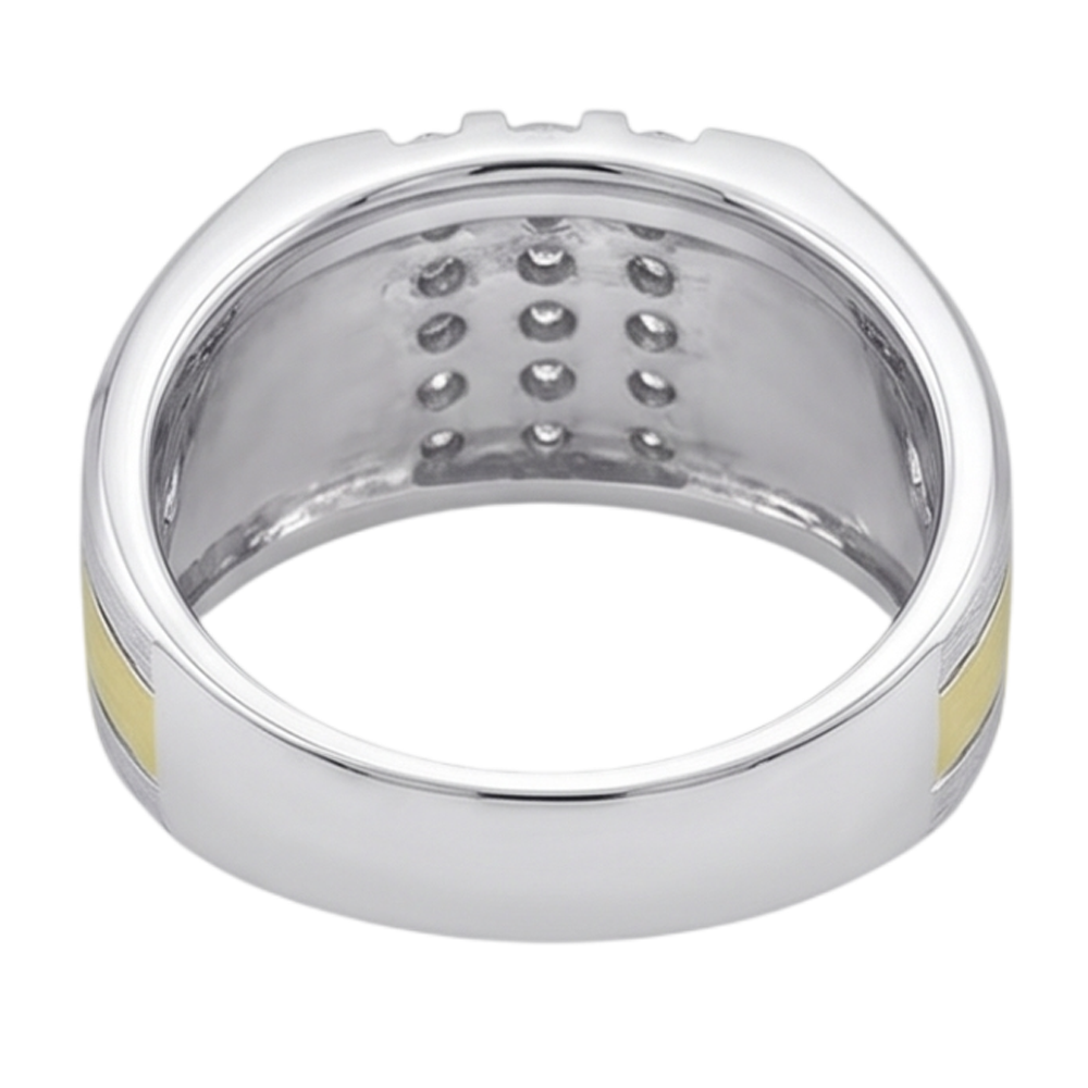 1.50 Carats Round Diamond Mens' Fancy Ring Two Tone Gold 10K