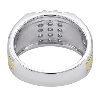 1.50 Carats Round Diamond Mens' Fancy Ring Two Tone Gold 10K