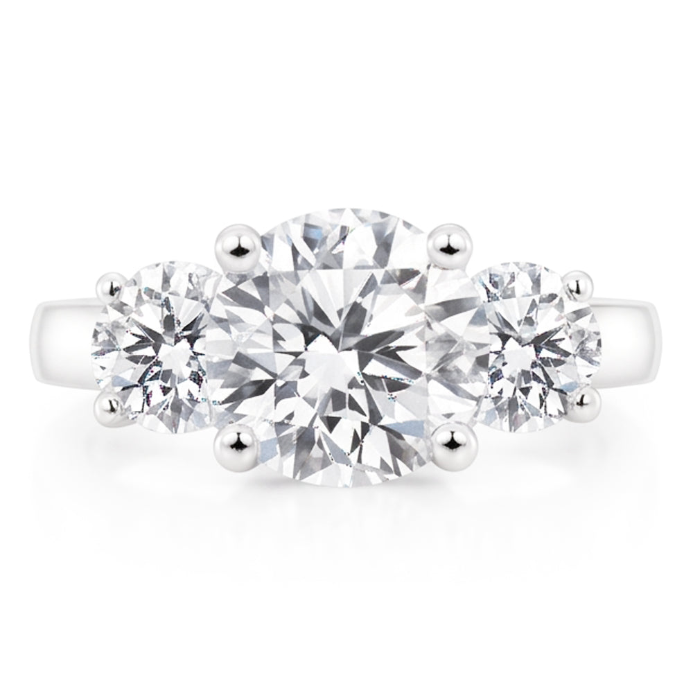 1.50 Ct Round Cut Natural Real Diamond ( Not Lab Grown ) Three Stone Ring White Gold 14K