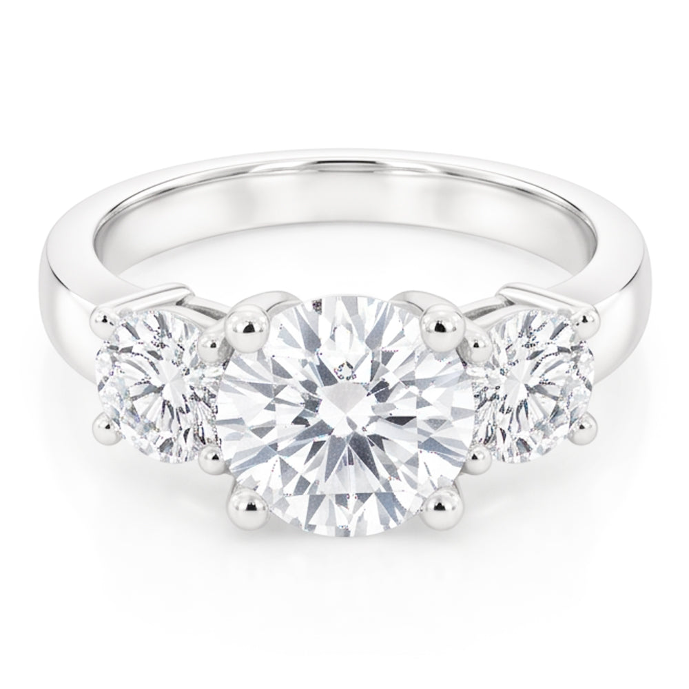 1.50 Ct Round Cut Natural Real Diamond ( Not Lab Grown ) Three Stone Ring White Gold 14K
